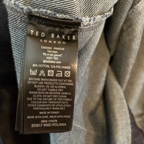 Ted Baker Size 4 (US 12) Denim Utility Mini Dress - Picture 7 of 7